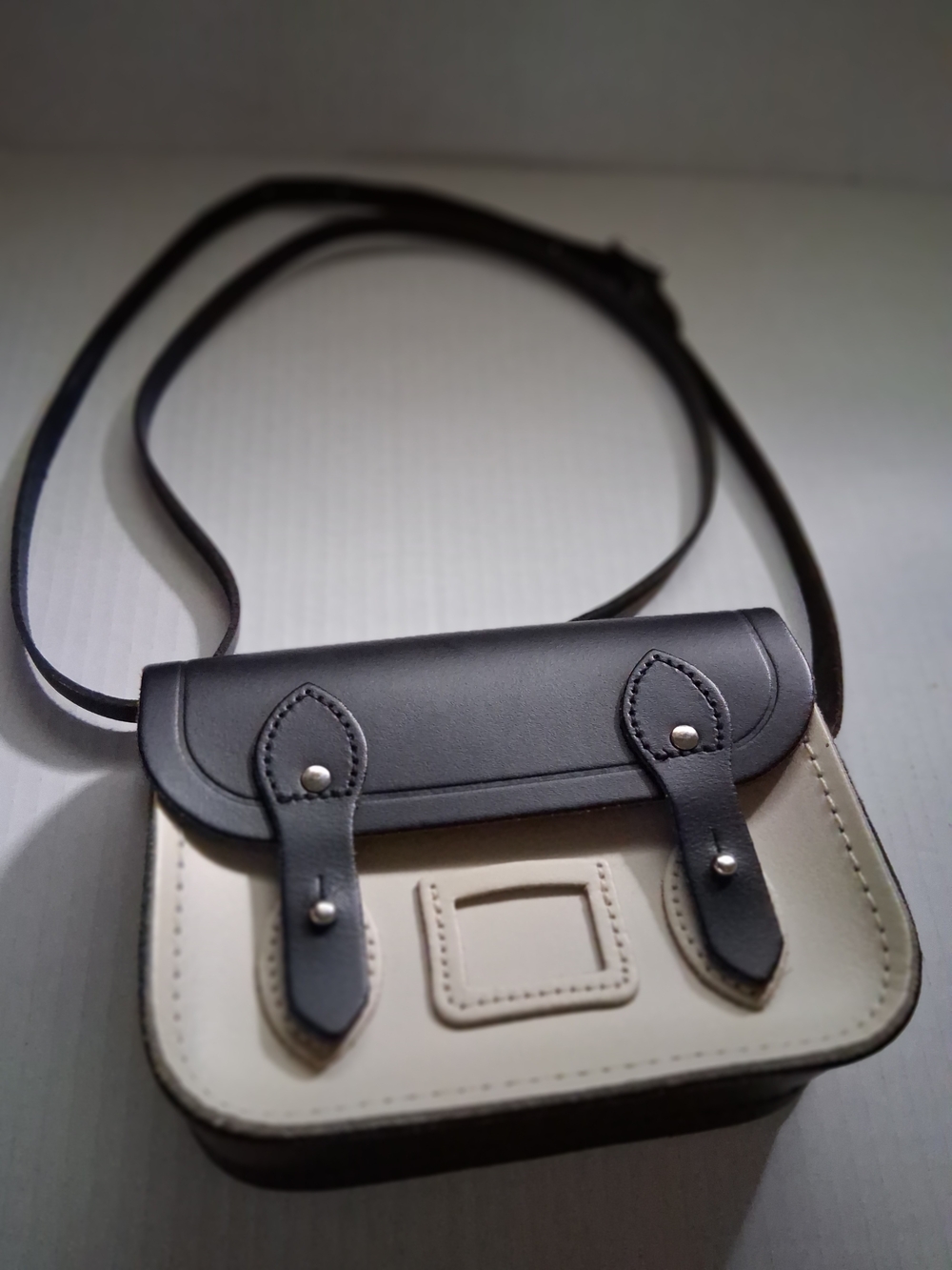 The Cambridge Satchel Company Black & Ivory Leather Tiny Crossbody Satchel